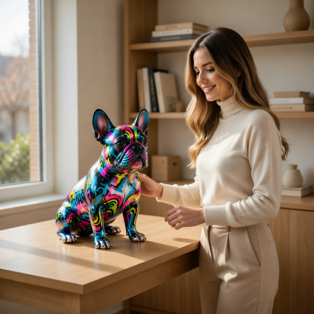 Colorful French Bulldog Statue